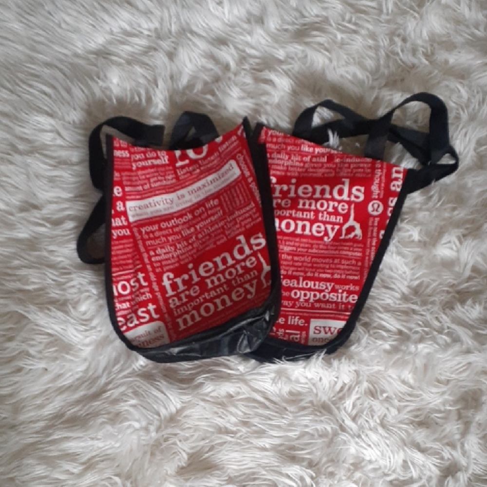 Bundle of 2 Red Lululemon Resuable Tote Bags